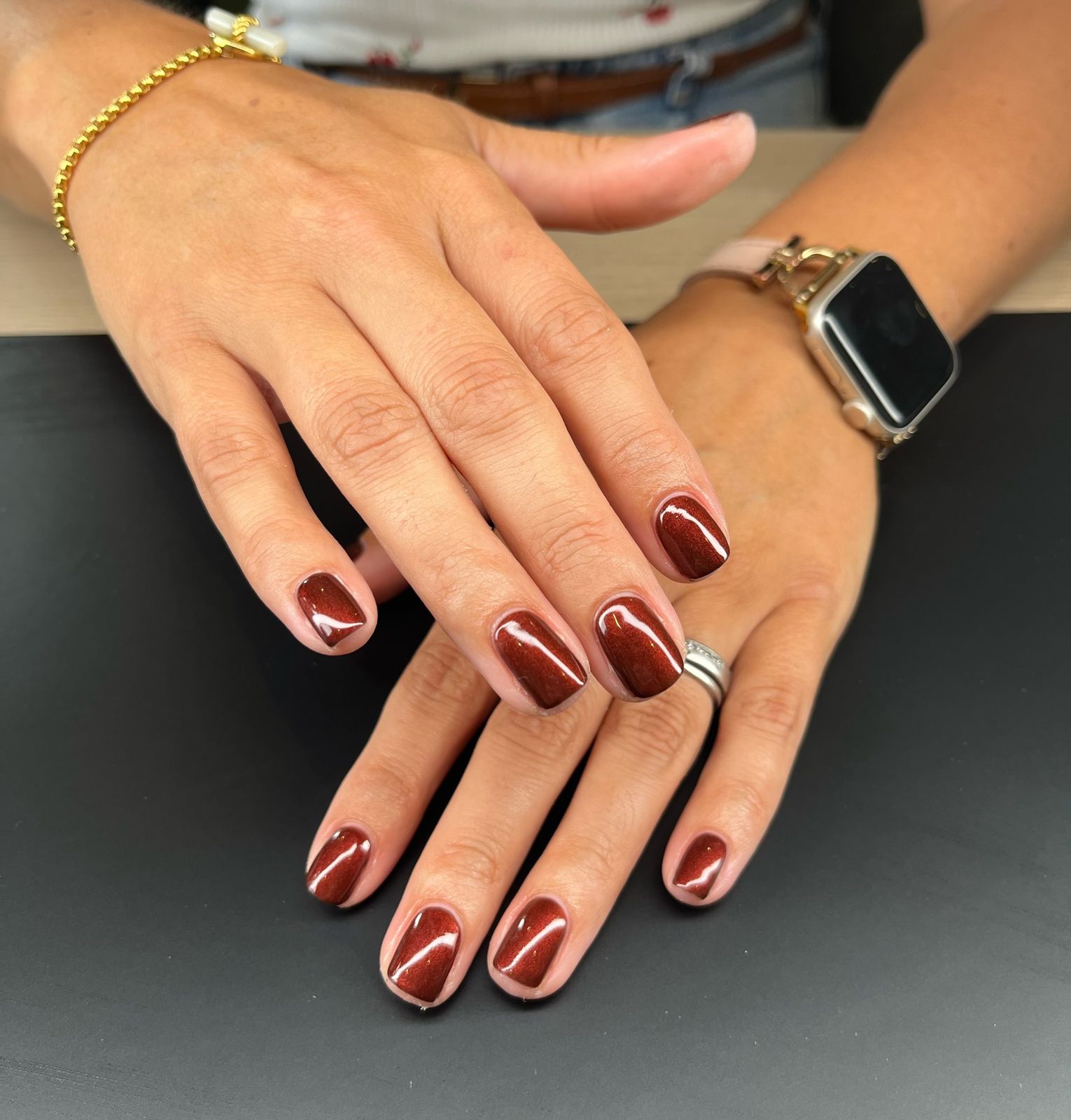 Glossy chocolate brown gel nails